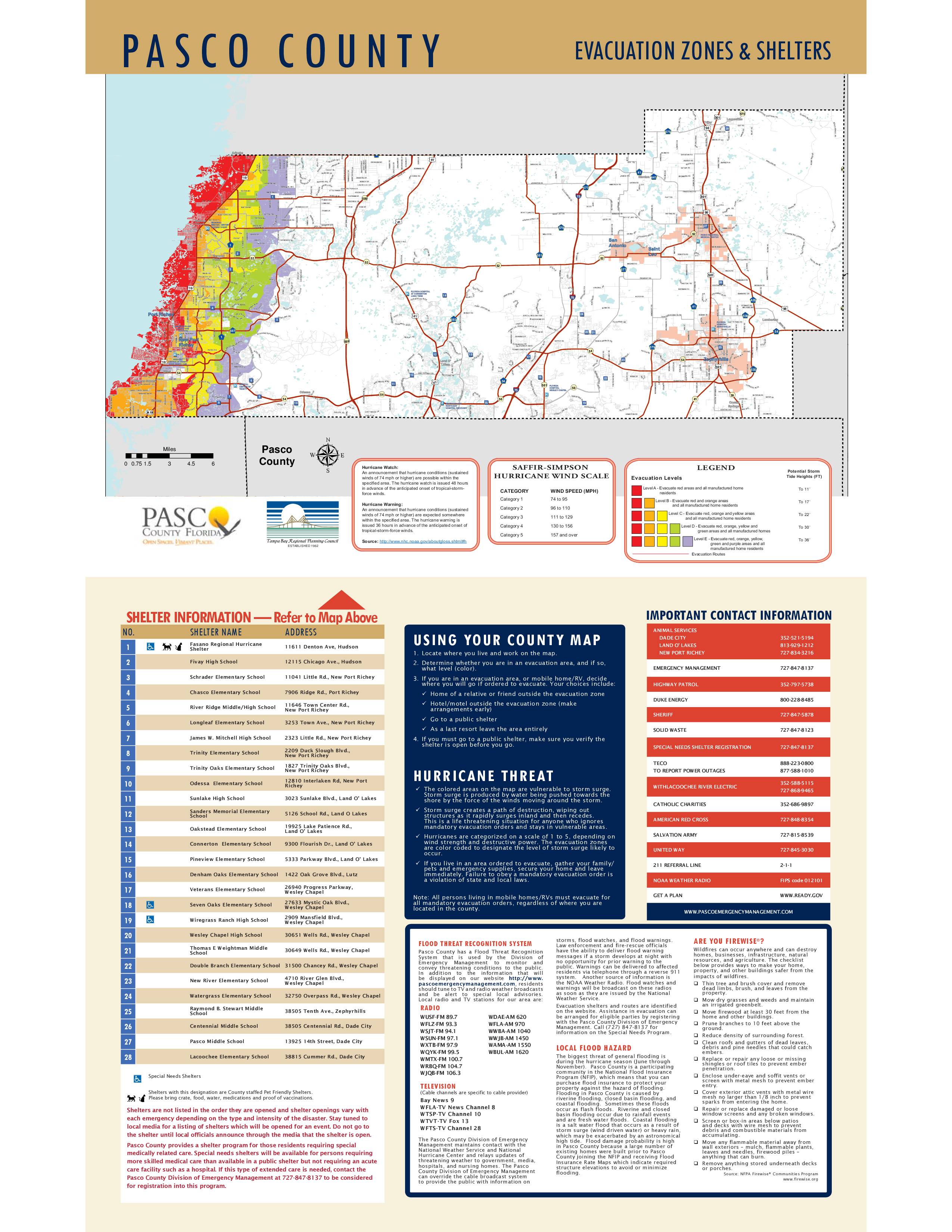 Pasco County Evacuation Routes for Hurricane Irma