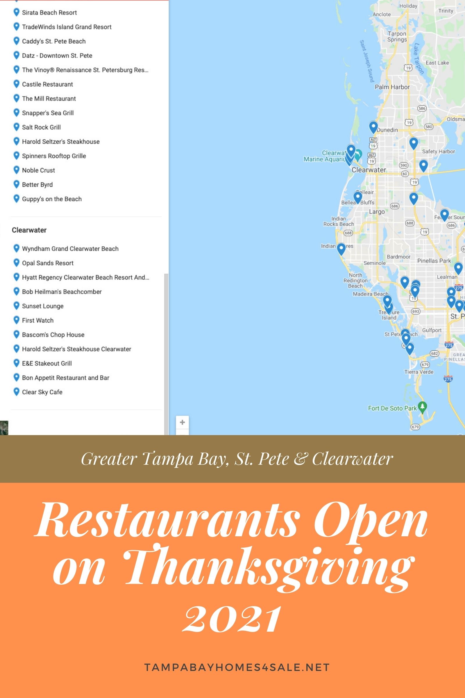 Tampa Bay St Pete's & Clearwater Area Restaurants Open on Thanksgiving 2021